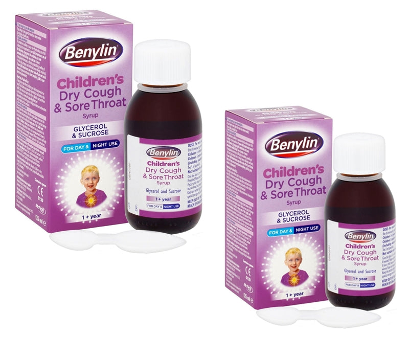 Benylin Children's Dry Cough & Sore Throat Syrup 125ml Pack 2