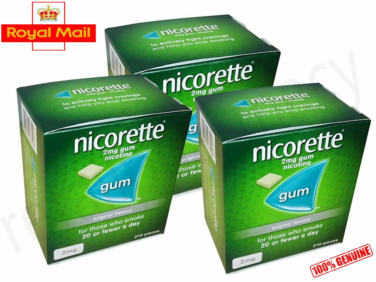 Nicorette Original Flavour Gum 2mg 210 Pieces Expiry 2027 Pack 3