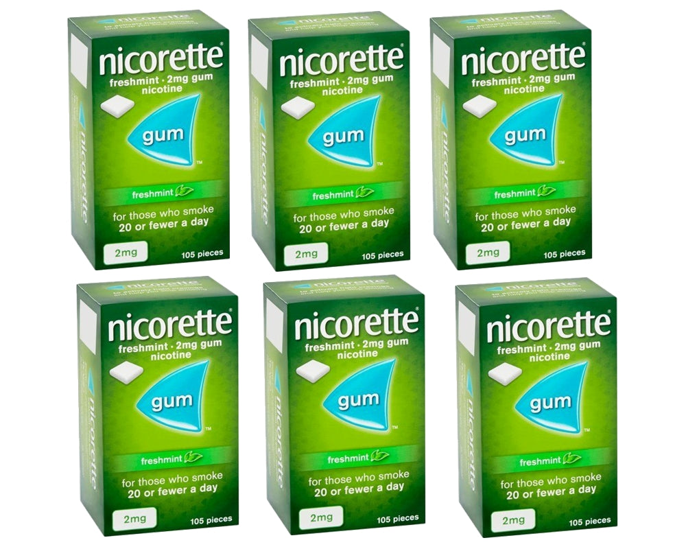 Nicorette Freshmint Gum 2mg 105 Pieces Expiry 2027 Pack 6