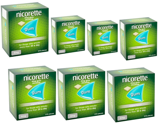 Nicorette Original Flavour Gum 4mg 210 Pieces Expiry 2027 (Pack 7)
