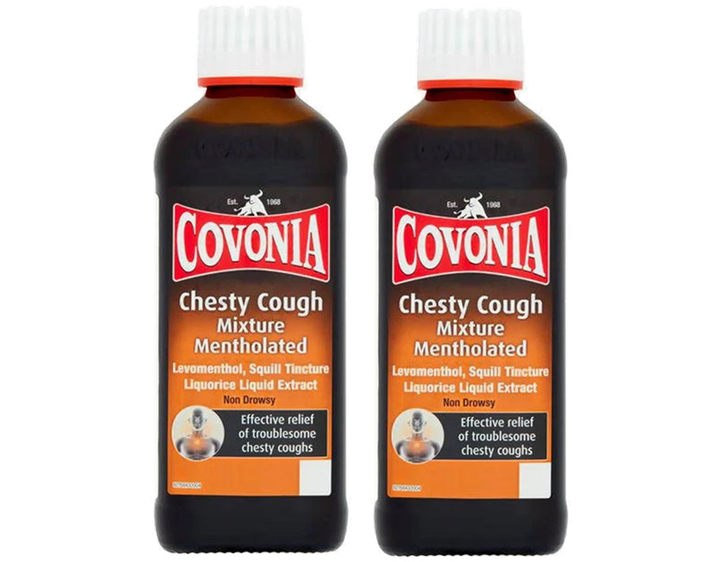 Covonia Chesty Cough Mixture Mentholated 150ml 2 Bottles