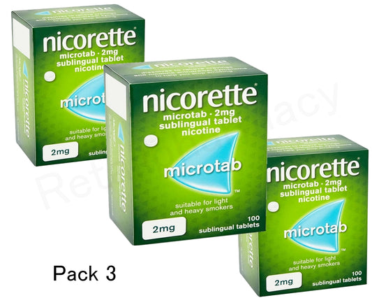 Nicorette Microtab 2mg Original 100 Tabs Expiry 04-2026 Pack 3