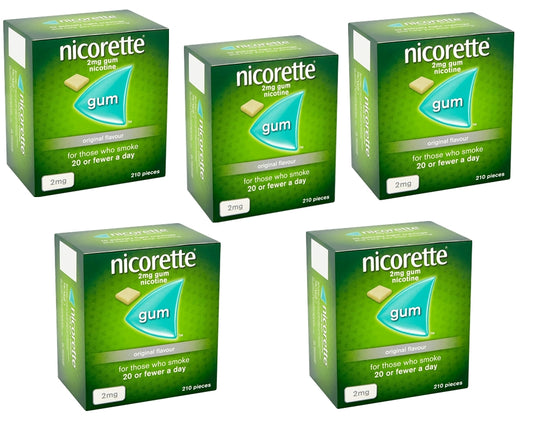 Nicorette Original Flavour Gum 2mg 210 Pieces Expiry 2027 Pack 5