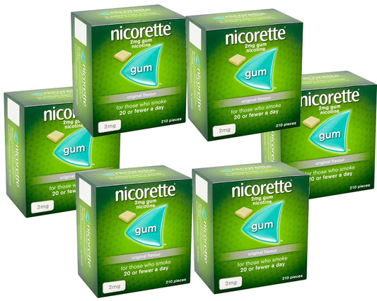 Nicorette Original Flavour Gum 2mg 210 Pieces Expiry 2027 Pack 6
