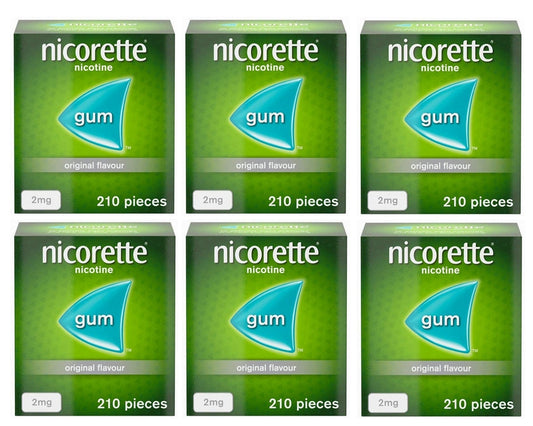 Nicorette Original Flavour Gum 2mg 210 Pieces Expiry 2027 Pack 6
