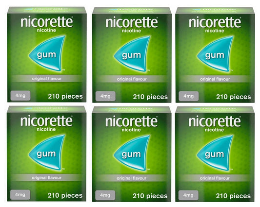 Nicorette Original Flavour Gum 4mg 210 Pieces Expiry 2027 (Pack 6)