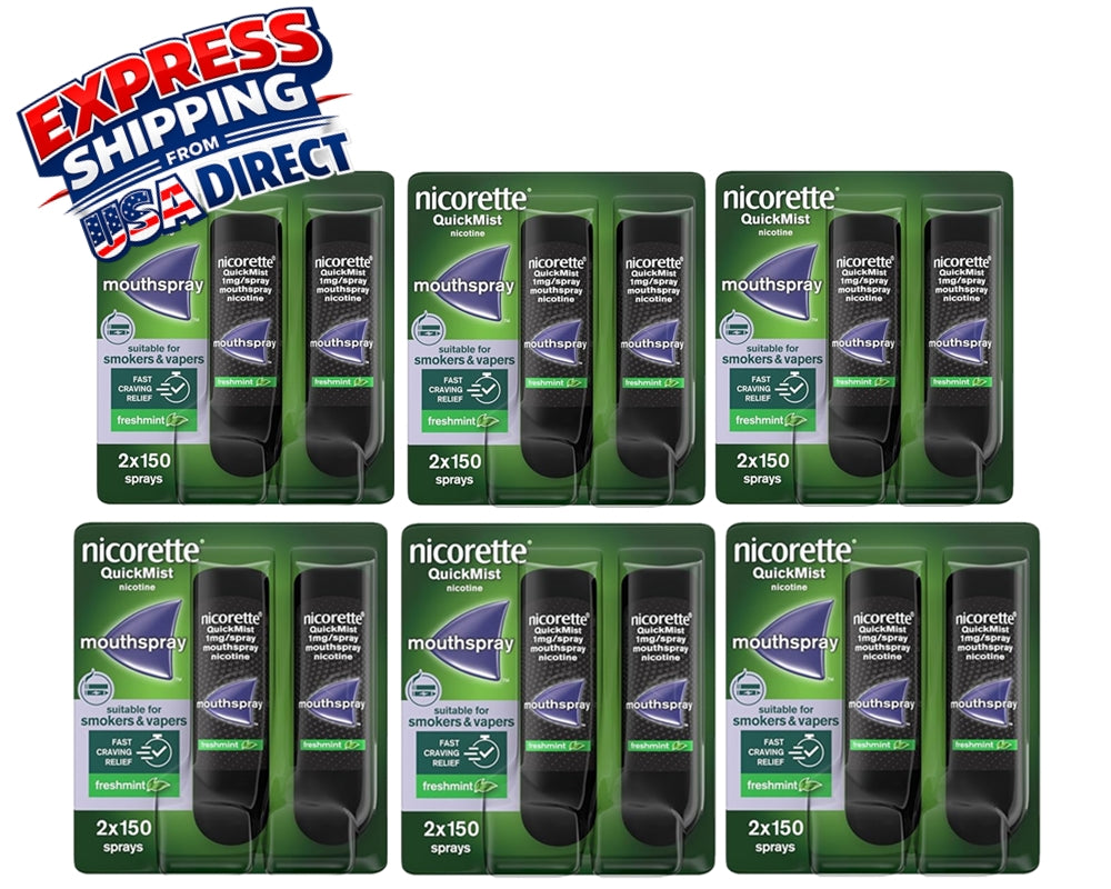 Nicorette QuickMist 1mg Mouthspray Freshmint 2 x 150 Exp 2028 Pack 6