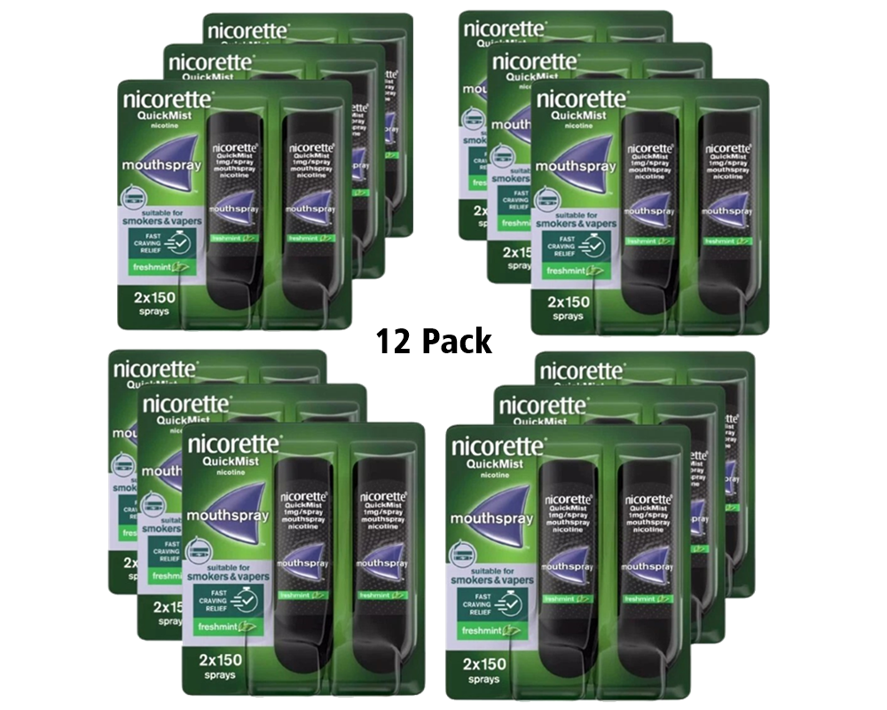 Nicorette QuickMist 1mg Mouthspray Freshmint 2 x 150 Expiry 2028 12 Boxes