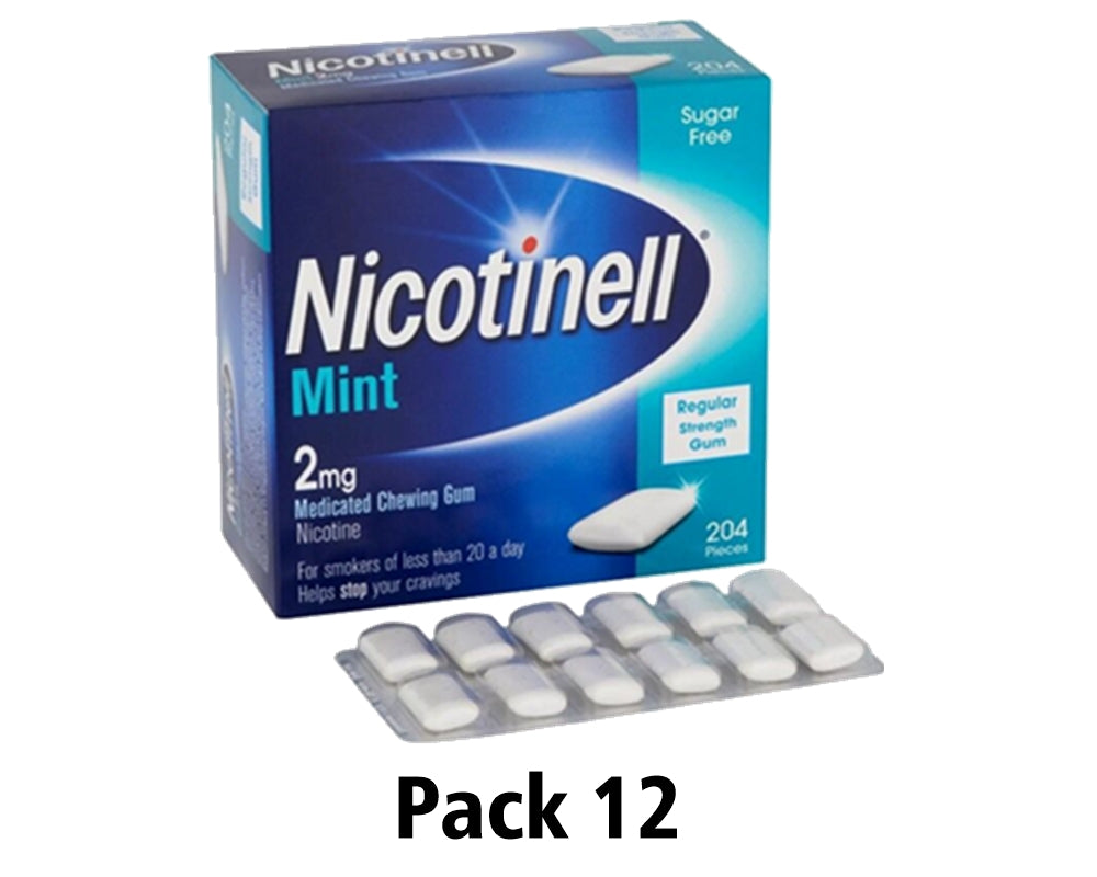 Nicotinell Mint Gum 2mg 204 Pieces Expiry 07-2026 Pack 12