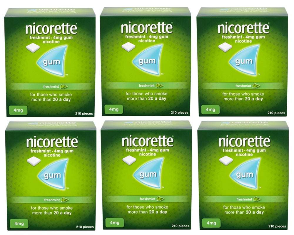 Nicorette Freshmint Gum 4mg of 210 Pieces Pack 6 Expiry 2027