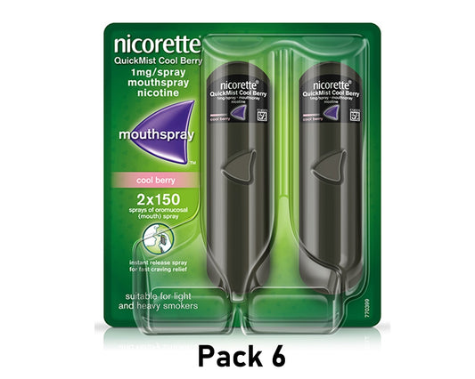 Nicorette QuickMist 1mg Mouthspray Coolberry 2 x 150 Pack 6 Expiry 2028