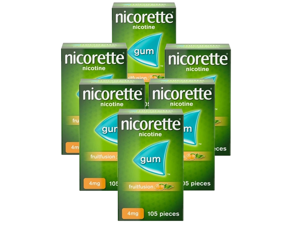 Nicorette Fruitfusion Gum 4mg 105 Pieces Expiry 2027 Pack 6