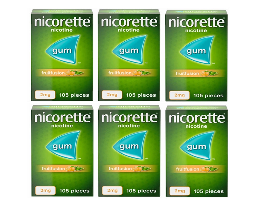 Nicorette Fruitfusion Gum 2mg 105 Pieces Expiry 2027 Pack 6