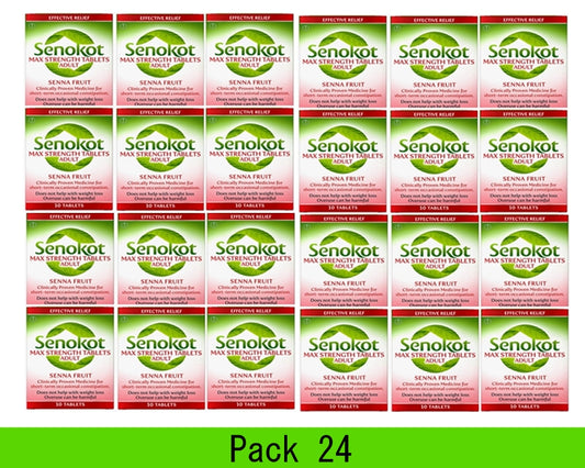 Senokot Max Strength Tablets Adults - 10 Tablets 24 Pack Expiry April 2026