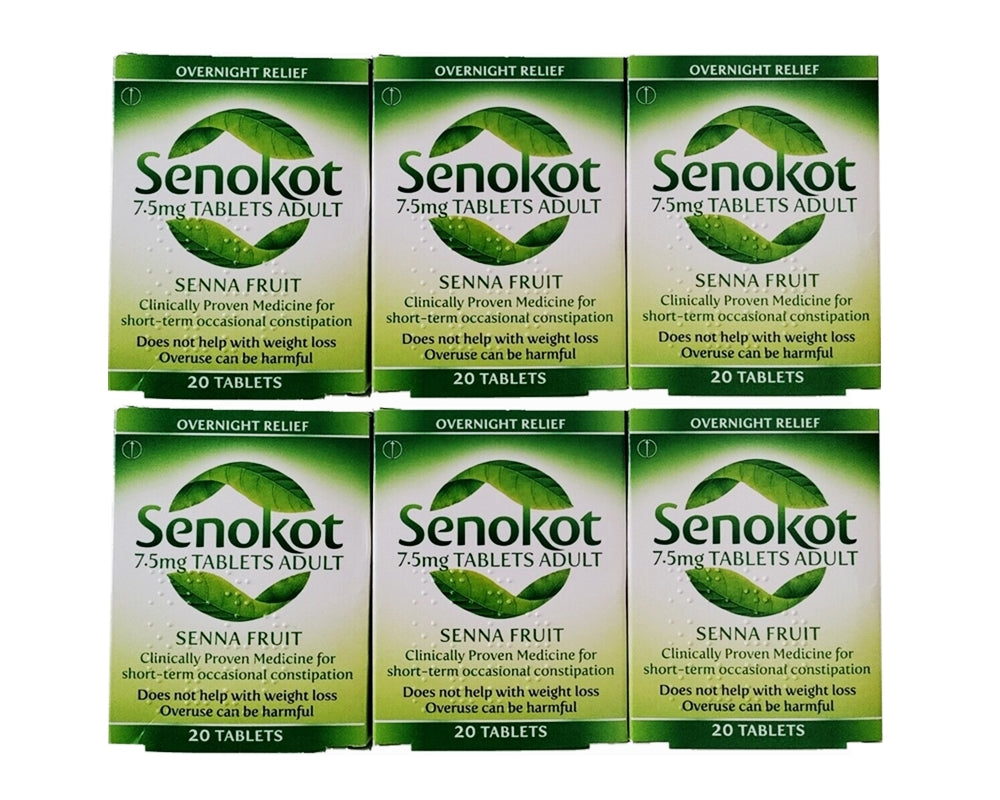 Senokot 7.5mg Tablets Adults - 20 Tablets (Pack 6 Total 60 Tablets) 12-2026