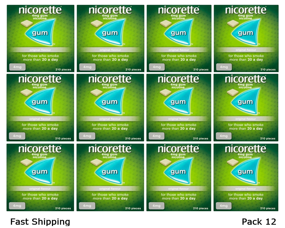 Nicorette Original Flavour Gum 4mg 210 Pieces Expiry 2027 Pack 12