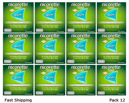 Nicorette Original Flavour Gum 4mg 210 Pieces Expiry 2027 Pack 12