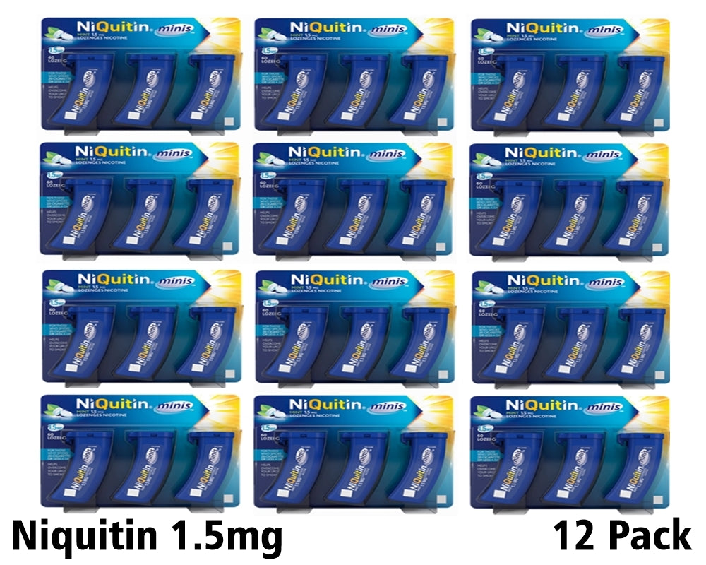 NiQuitin Minis Mint 1.5mg Lozenges 60  Expiry 07-2025 Pack 12