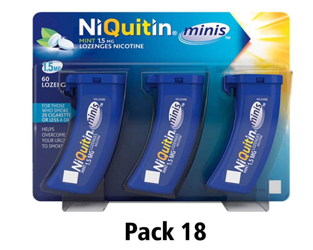 NiQuitin Minis Mint 1.5mg Lozenges 60  Expiry 07-2025 Pack 18