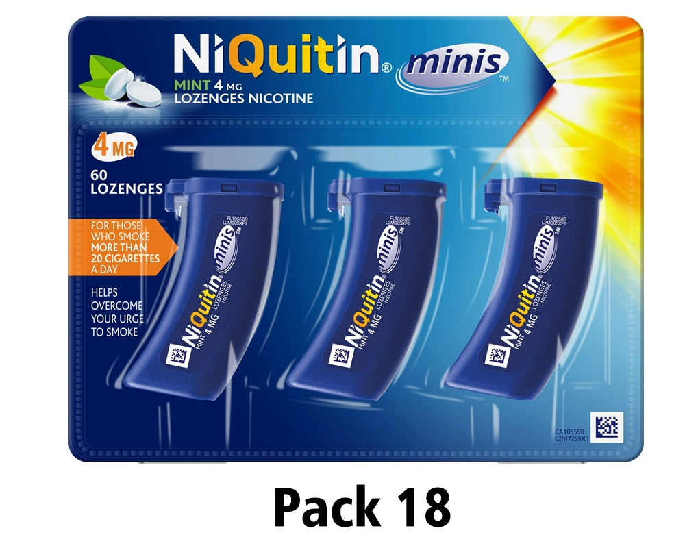 NiQuitin Minis Mint 4mg Lozenges 60 Pack 18 Expiry 2025
