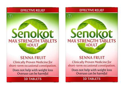 Senokot Max Strength Tablets Adults - 10 Tablets 2 Pack Expiry 04-2026