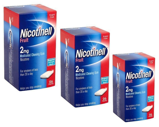 Nicotinell Gum Fruit 2mg of 96 Pack 3 Expiry 2027