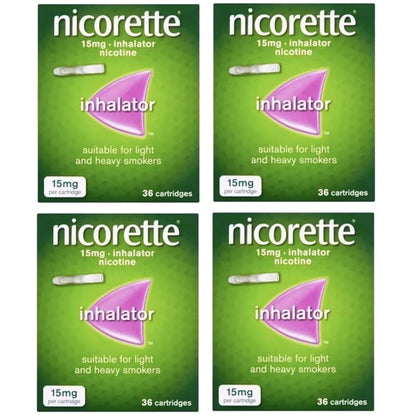 Nicorette 15mg Inhalator 36 Cartridges Expiry 10-2026 Pack 4