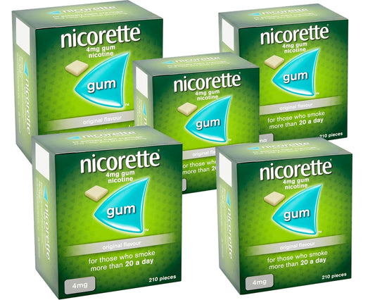 Nicorette Original Flavour Gum 4mg 210 Pieces Expiry 2027 Pack 5