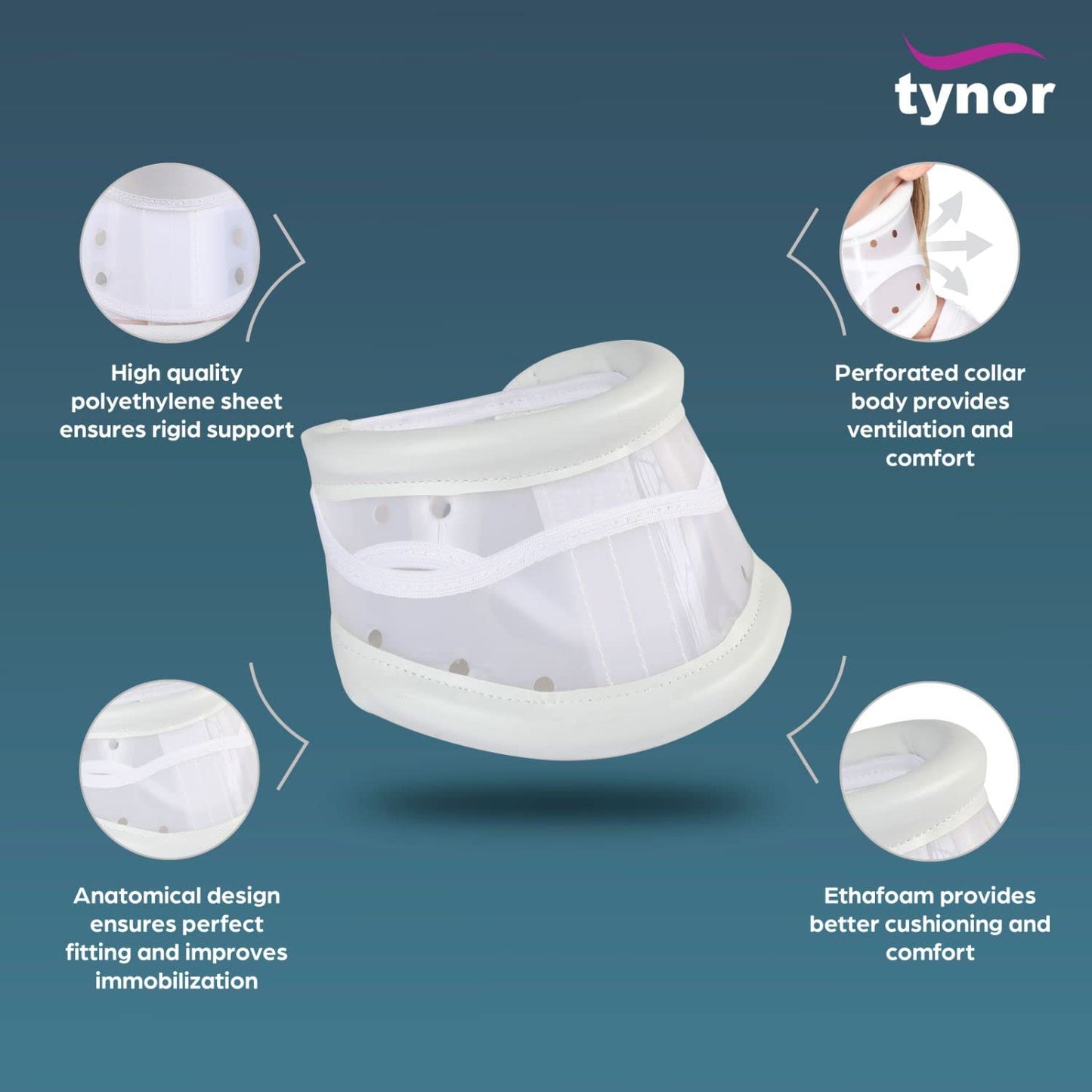 Tynor Cervical Collar Hard Adjustable Spondylitis Wry-Neck Rheumatoid disease