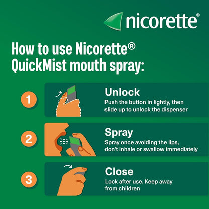 Nicorette QuickMist Mouthspray Spearmint Flavour 2x150 Sprays Pack 3