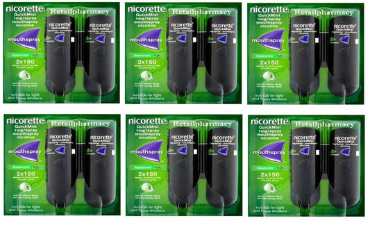 Nicorette QuickMist 1mg Mouthspray Freshmint 2 x 150  Expiry 2025 Pack 6