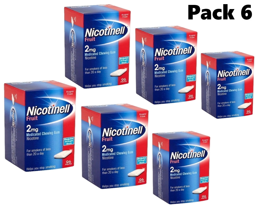 Nicotinell Gum Fruit 2mg of 96 Pack 6 Expiry 2027