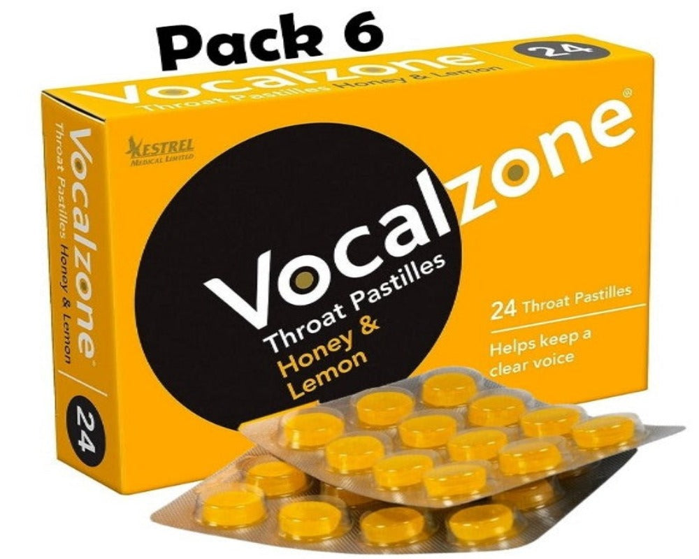 Vocalzone Throat Pastilles 24 Honey & Lemon Expiry 09-2025