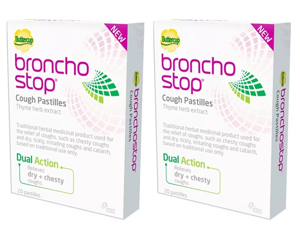 Buttercup Broncho Stop Cough Pastilles Pack of 20 Pastilles x 2 Box Exp 2026