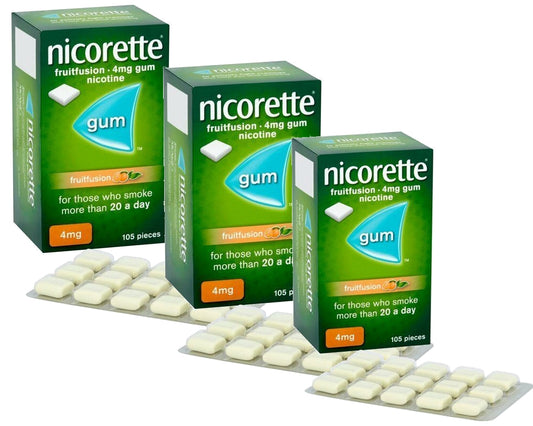 Nicorette Fruitfusion Gum 4mg 105 Pieces Expiry 2027 Pack 3