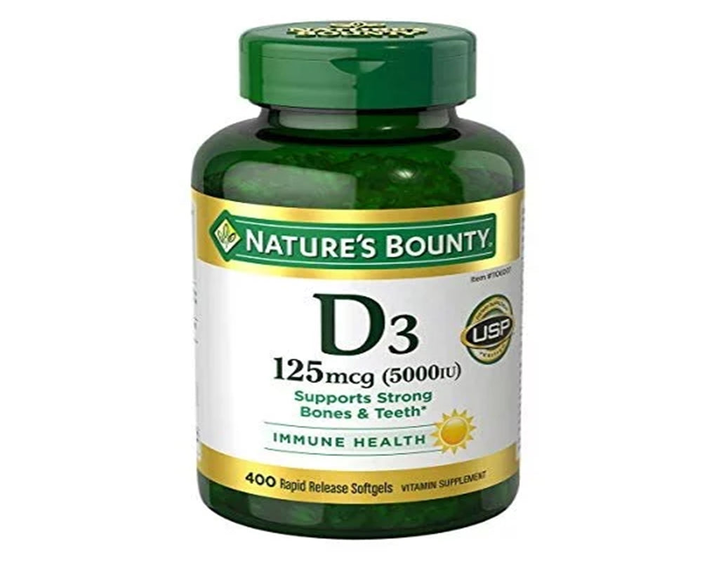 Nature's Bounty D3 5000IU, Rapid Release 400 Softgels Exp 08-2028