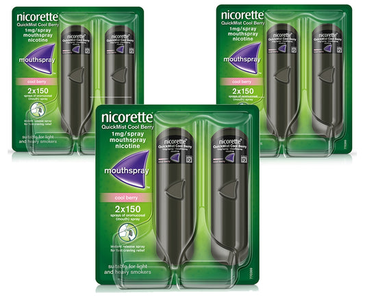 Nicorette QuickMist 1mg Mouthspray Coolberry 2 x 150 Pack 3 Expiry 2027