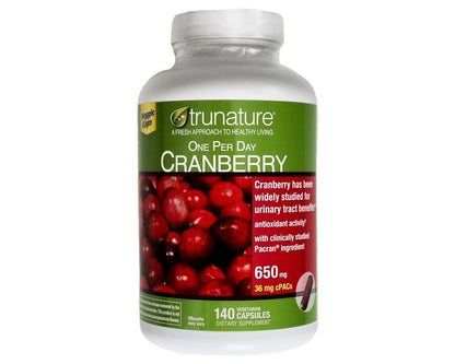 Trunature Pacran Cranberry 650 mg. 140 Vegetarian Capsules Exp July 2027