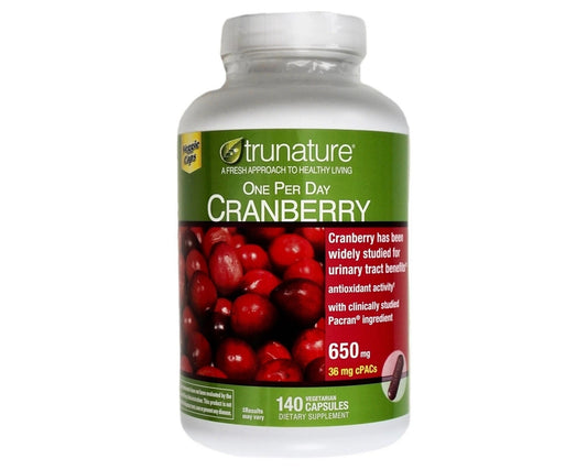Trunature Pacran Cranberry 650 mg. 140 Vegetarian Capsules Exp July 2027
