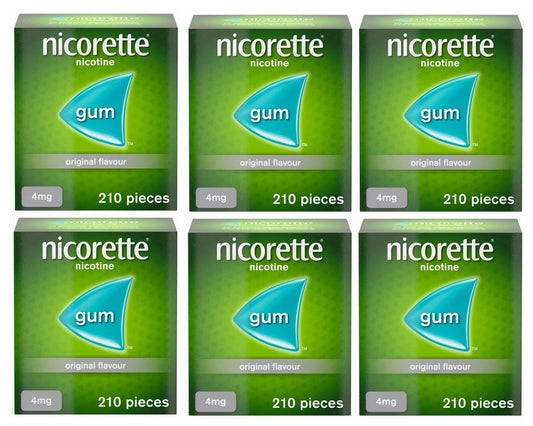Nicorette Original Flavour Gum 4mg 210 Pieces Expiry 06-2025 (Pack 6)