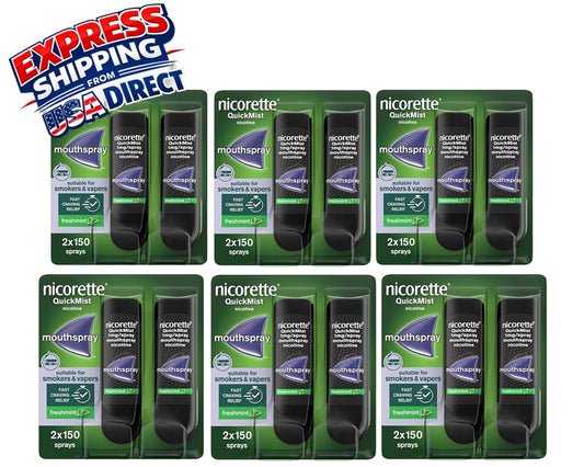 Nicorette QuickMist 1mg Mouthspray Freshmint 2 x 150  Exp 2028 Pack 6