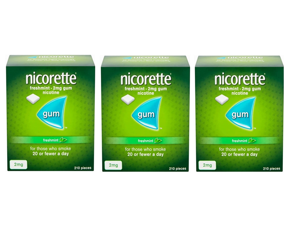 Nicorette Freshmint Gum 2mg 210 Pieces Expiry 07/2026 Pack 3