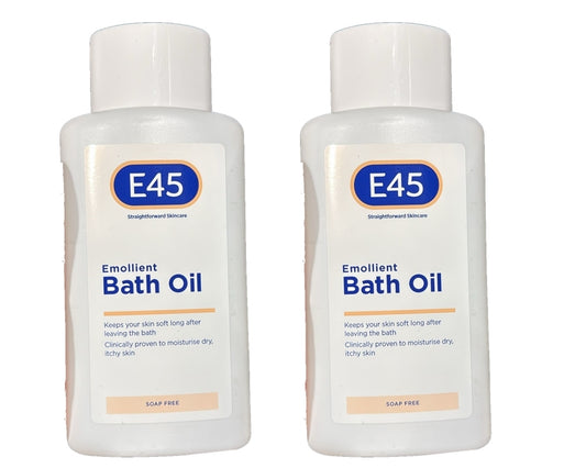 E45 Dematological Bath Emolient Oil, Dry and Chapped Skin 500ml Exp 10-2026 2 Bottle