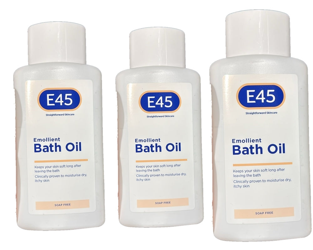 E45 Dematological Bath Emolient Oil, Dry and Chapped Skin 500ml Exp 10-2026 3 Bottle