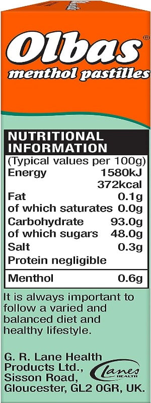 Olbas Pastilles Menthol 45g Clears The Head Soothes Pack 12 Expiry 09-2026