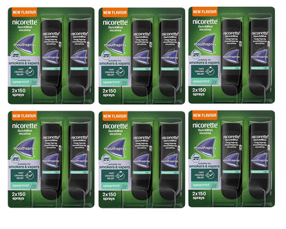 Nicorette QuickMist Mouthspray Spearmint Flavour 2x150 Sprays Pack 6