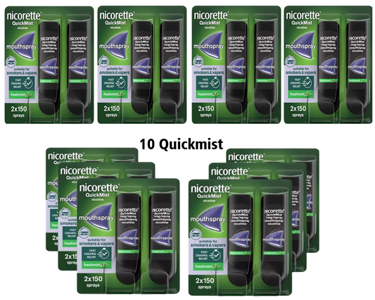 Nicorette QuickMist 1mg Mouthspray Freshmint 2 x 150  Expiry 2028 Pack 10