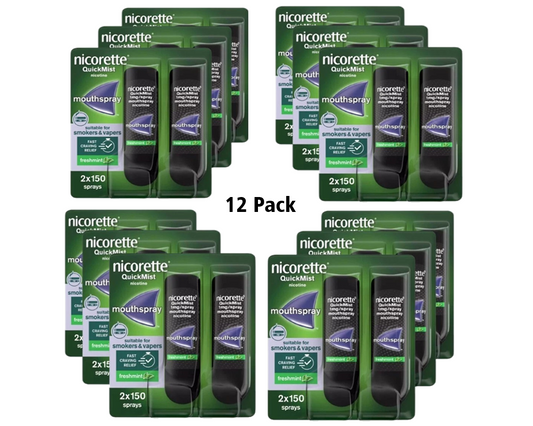 Nicorette QuickMist 1mg Mouthspray Freshmint 2 x 150  Expiry 2028  12 Boxes