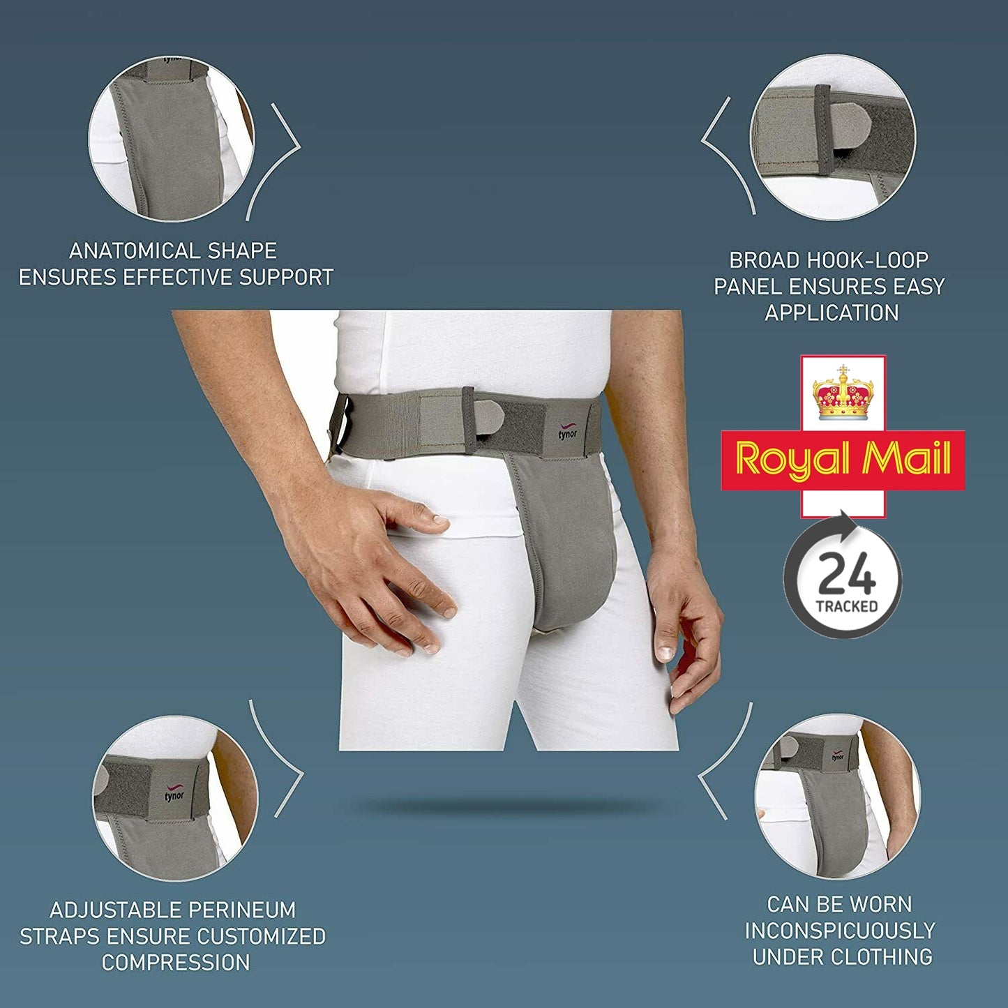 Scrotal Support, Adjustable waist band Controlled compression to scrotum Tynor