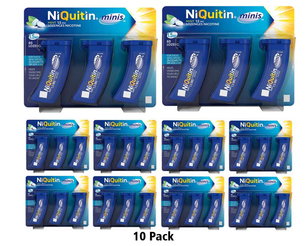 NiQuitin Minis Mint 1.5mg Lozenges 60  Pack 10 Expiry 07-2025